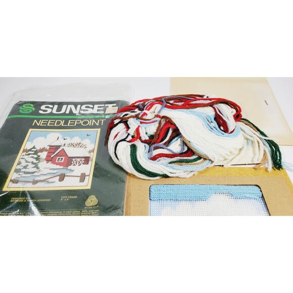 Sunset Needlepoint Winter Barn 5749 Vintage Yarn Art Kit Complete - Picture 3 of 8